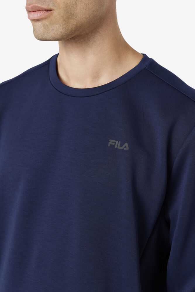 Navy Black Men's FILA Emry Sweatshirt | USA-731286