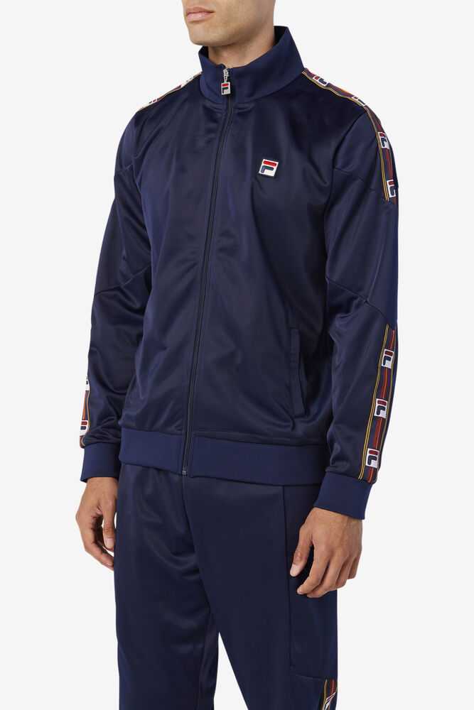 Navy Men's FILA Carson Track Jackets | USA-16168