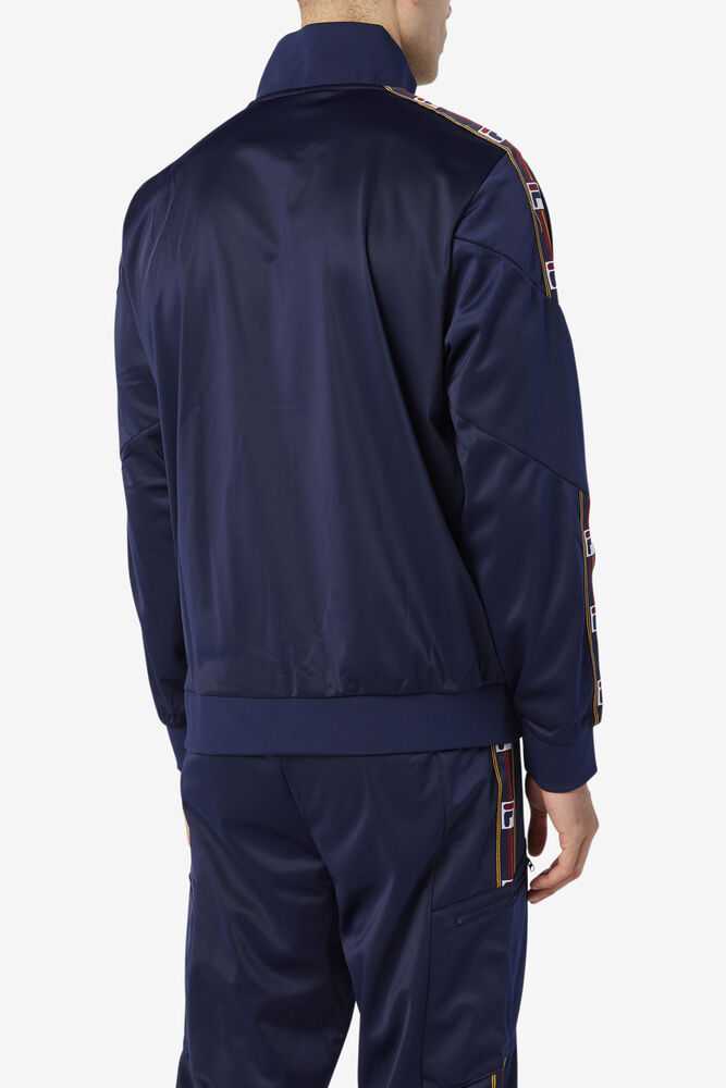 Navy Men's FILA Carson Track Jackets | USA-16168