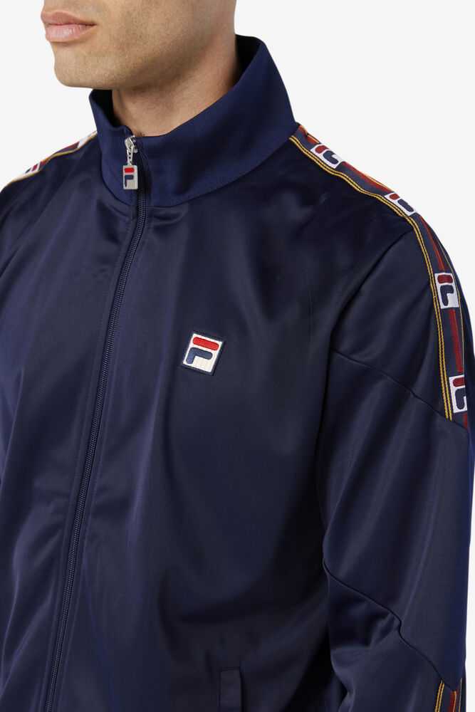 Navy Men's FILA Carson Track Jackets | USA-16168