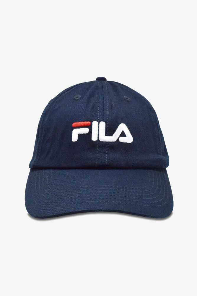 Navy Men's FILA Embroidered Baseball Cap | USA-16148