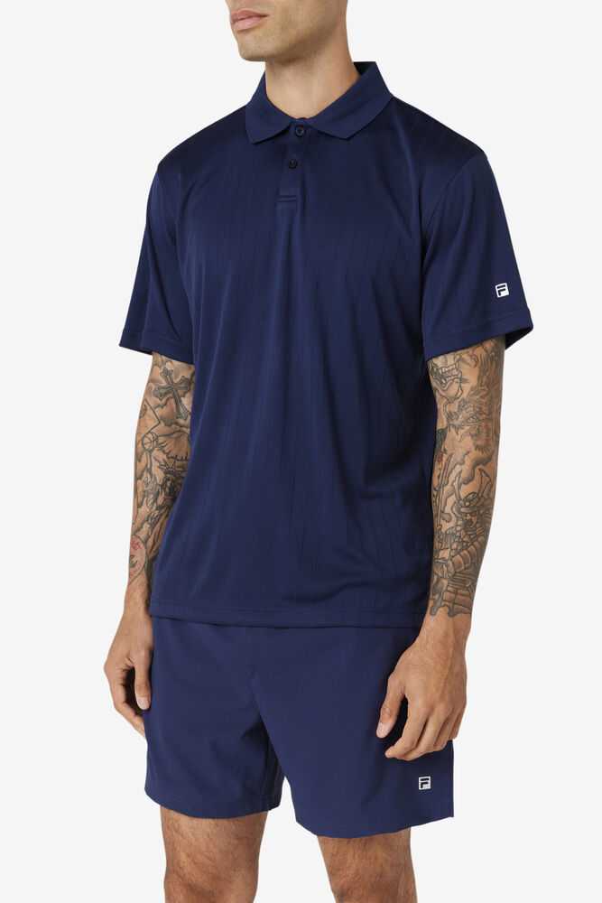 Navy Men's FILA Essentials Tennis Polo | USA-16035