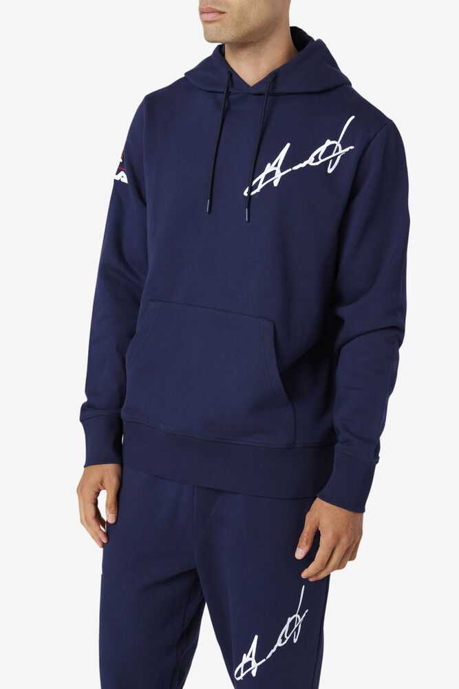 Navy Men's FILA Grant Hill Lazarus Hoodie | USA-208739