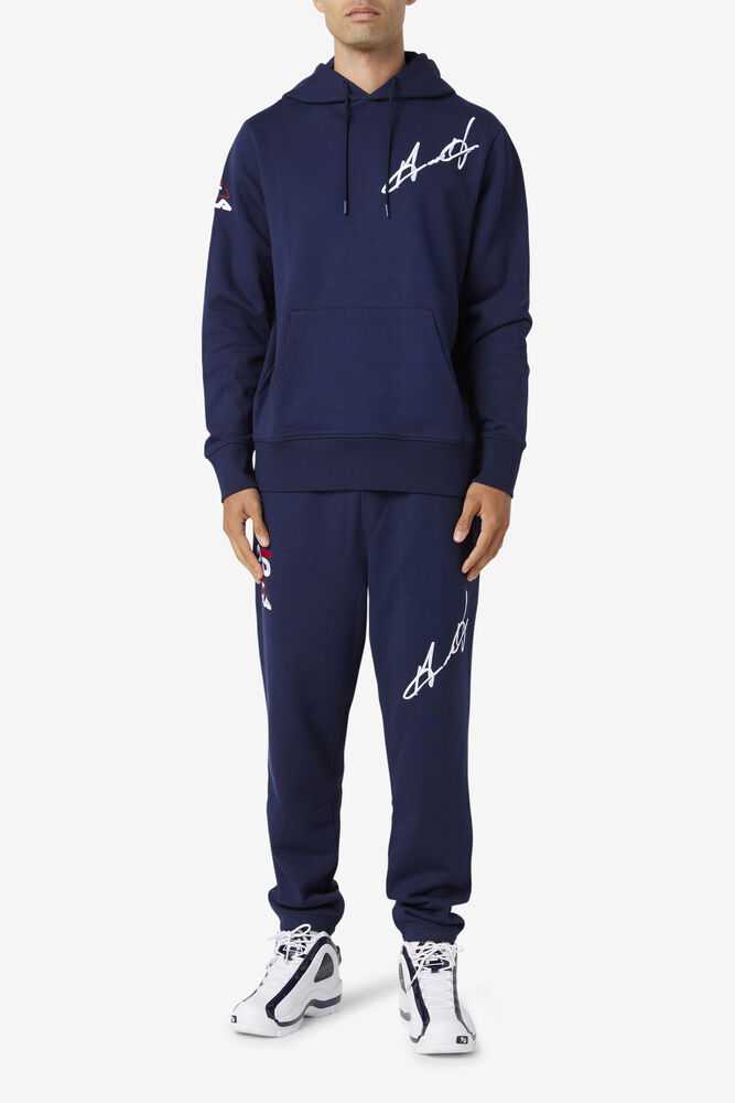 Navy Men's FILA Grant Hill Lazarus Hoodie | USA-208739