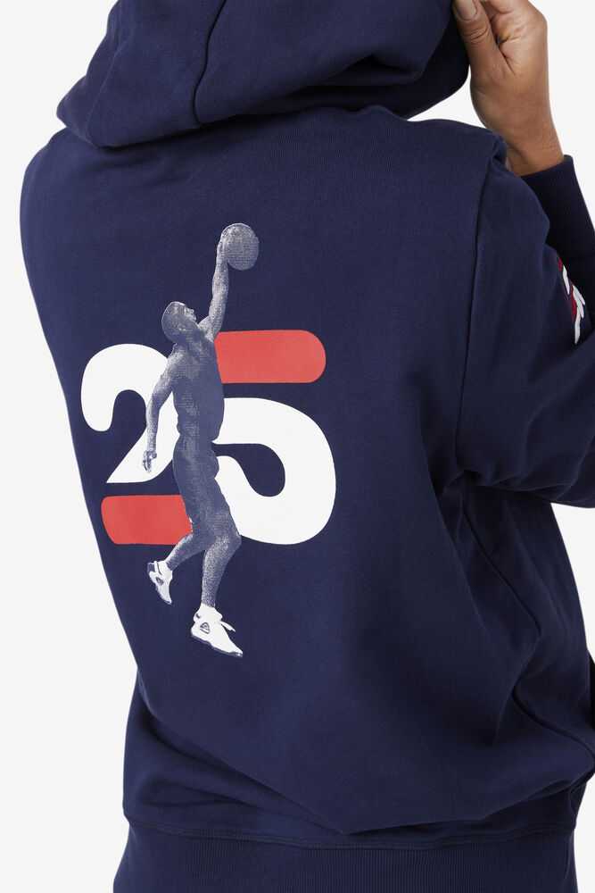 Navy Men's FILA Grant Hill Lazarus Hoodie | USA-208739