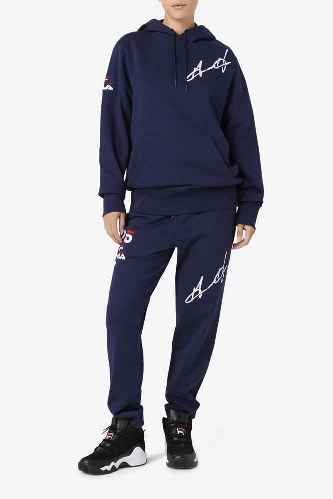 Navy Men's FILA Grant Hill Lazarus Hoodie | USA-208739