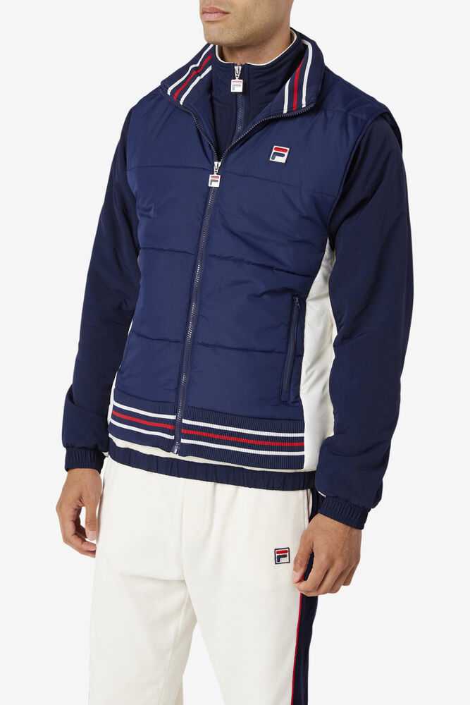 Navy Men's FILA Matias Puffer Vest | USA-251896