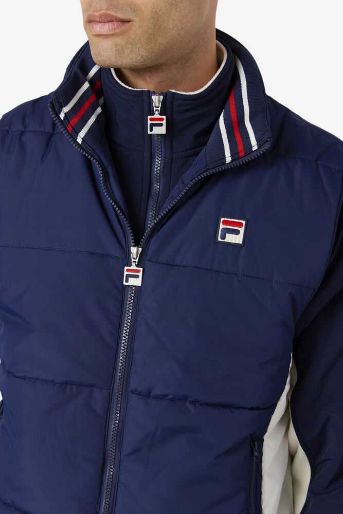 Navy Men's FILA Matias Puffer Vest | USA-251896