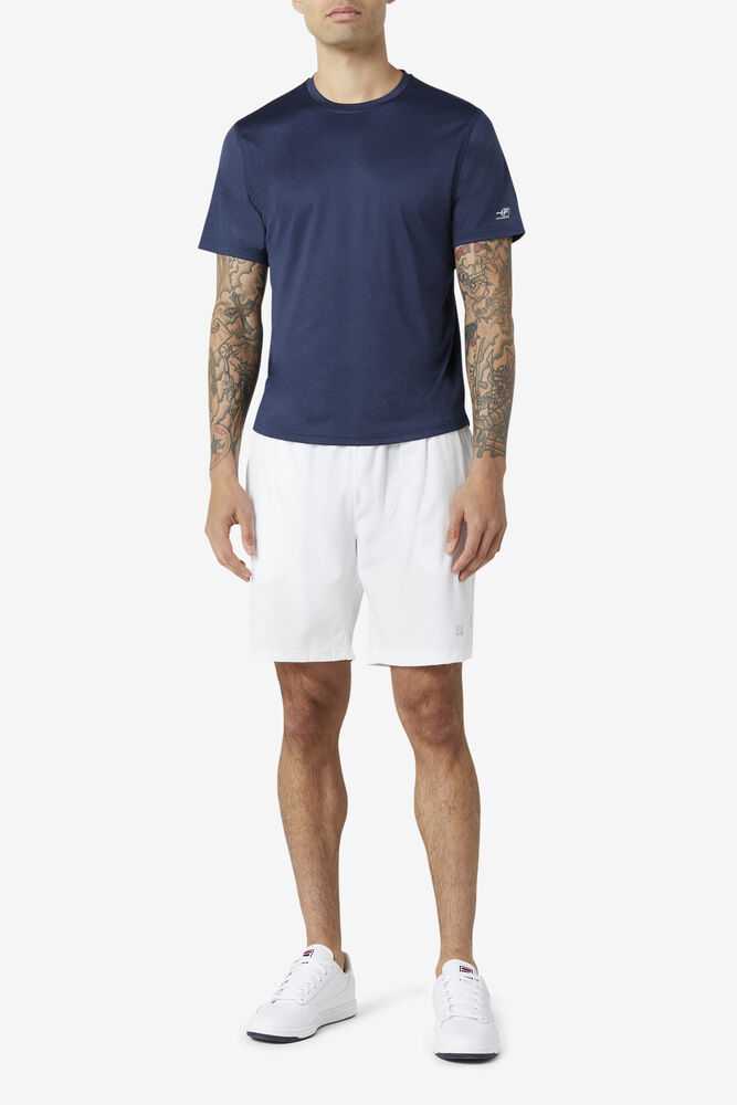 Navy Men's FILA Pickleball Scallop Hem T-shirts | USA-16087