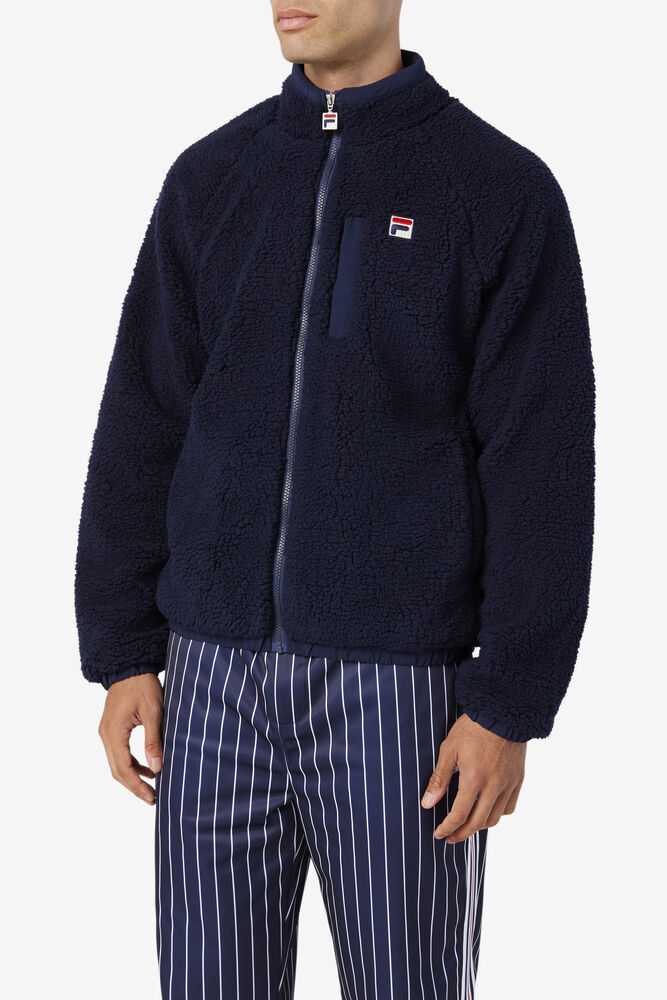 Navy Men's FILA Yuri Fleece Jackets | USA-391472