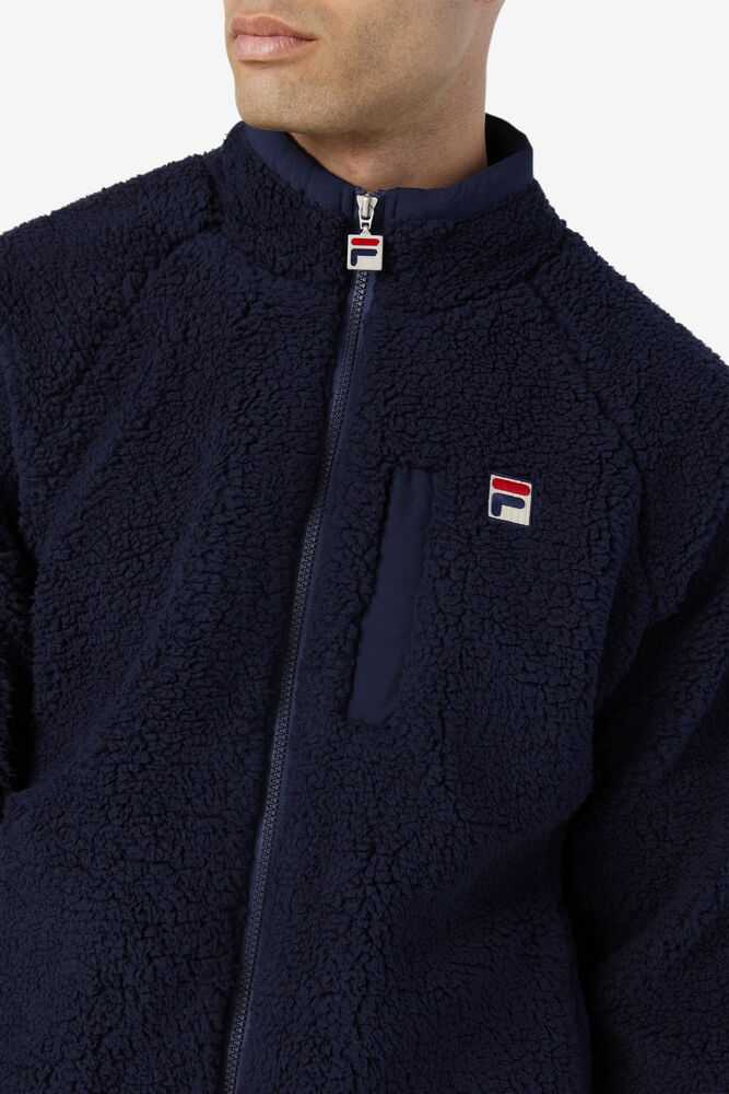 Navy Men's FILA Yuri Fleece Jackets | USA-391472