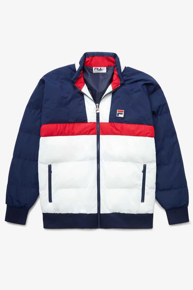 Navy Red White Men\'s FILA Fausto Ski Jackets | USA-514076