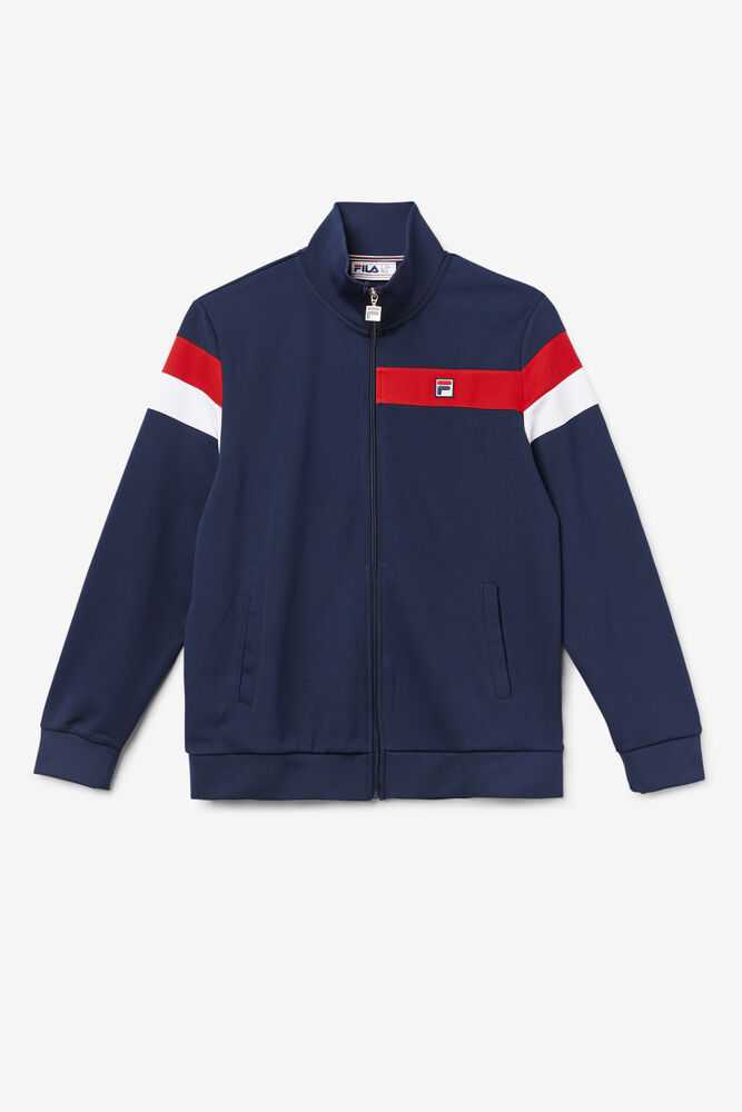 Navy Red White Men\'s FILA Malcolm Track Jackets | USA-483567