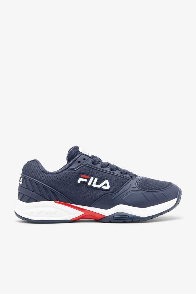 Navy Red White Men\'s FILA Volley Zone Pickleball Shoes | USA-16104