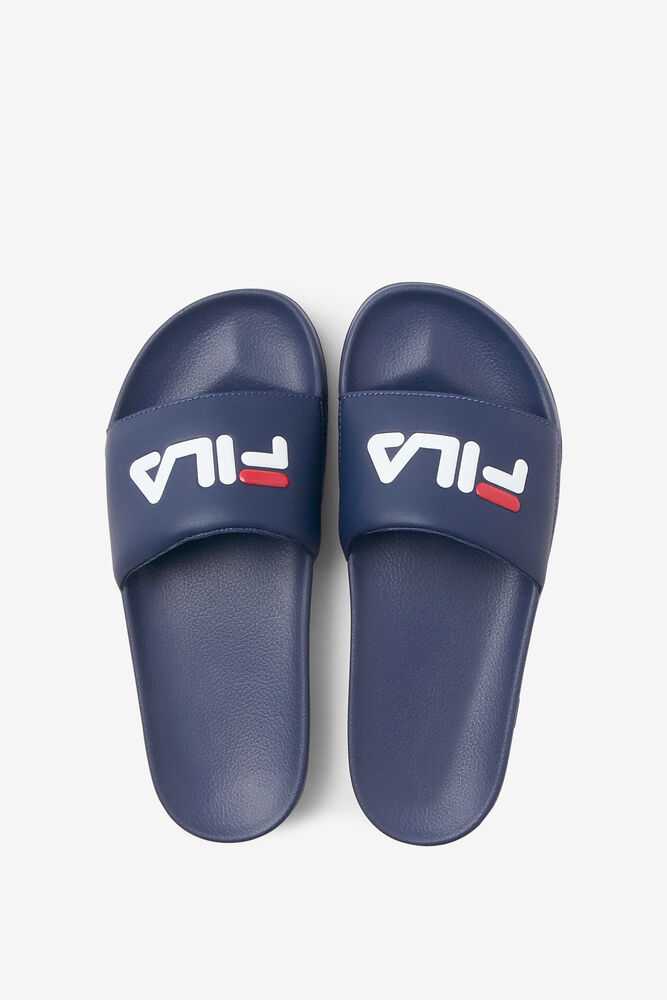 Navy Red White Women's FILA Drifter Flip Flops | USA-15098