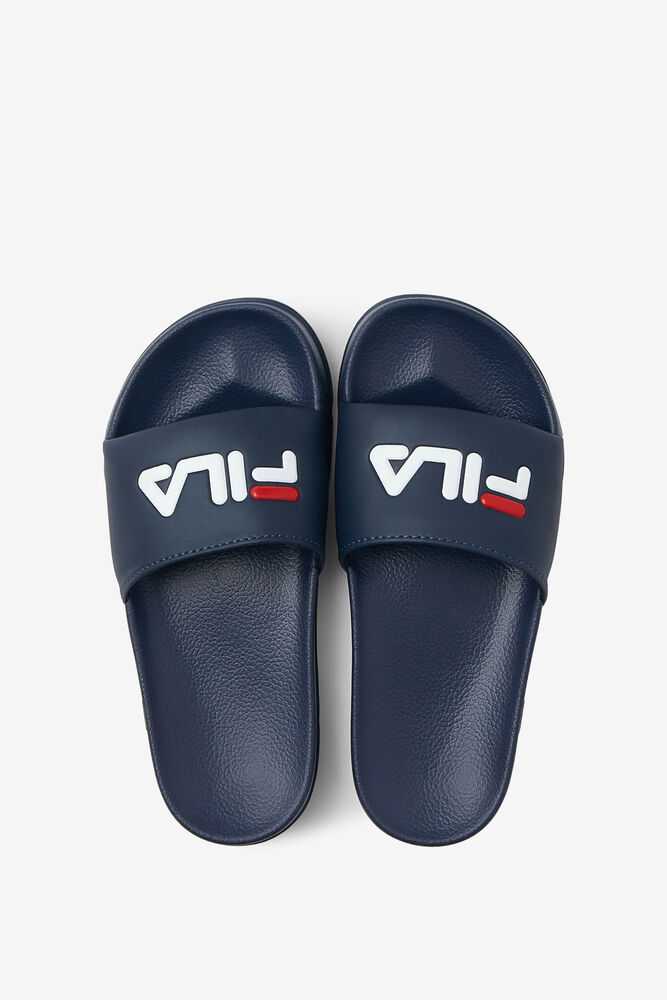 Navy Red White Women's FILA Drifter Flip Flops | USA-15758