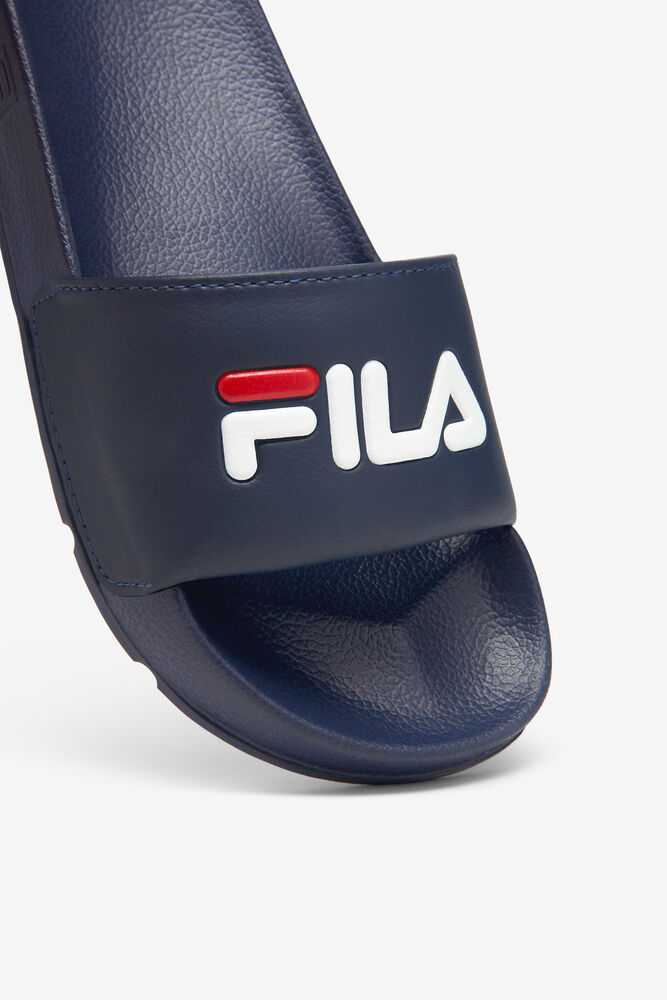 Navy Red White Women's FILA Drifter Flip Flops | USA-15758