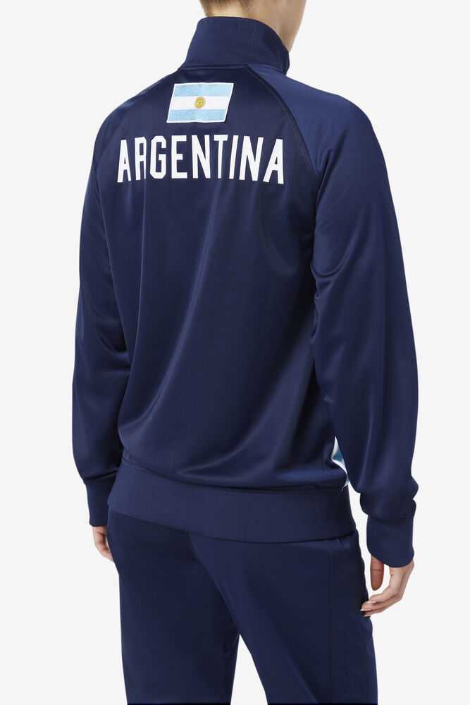 Navy White Men's FILA Argentina Track Jackets | USA-16198