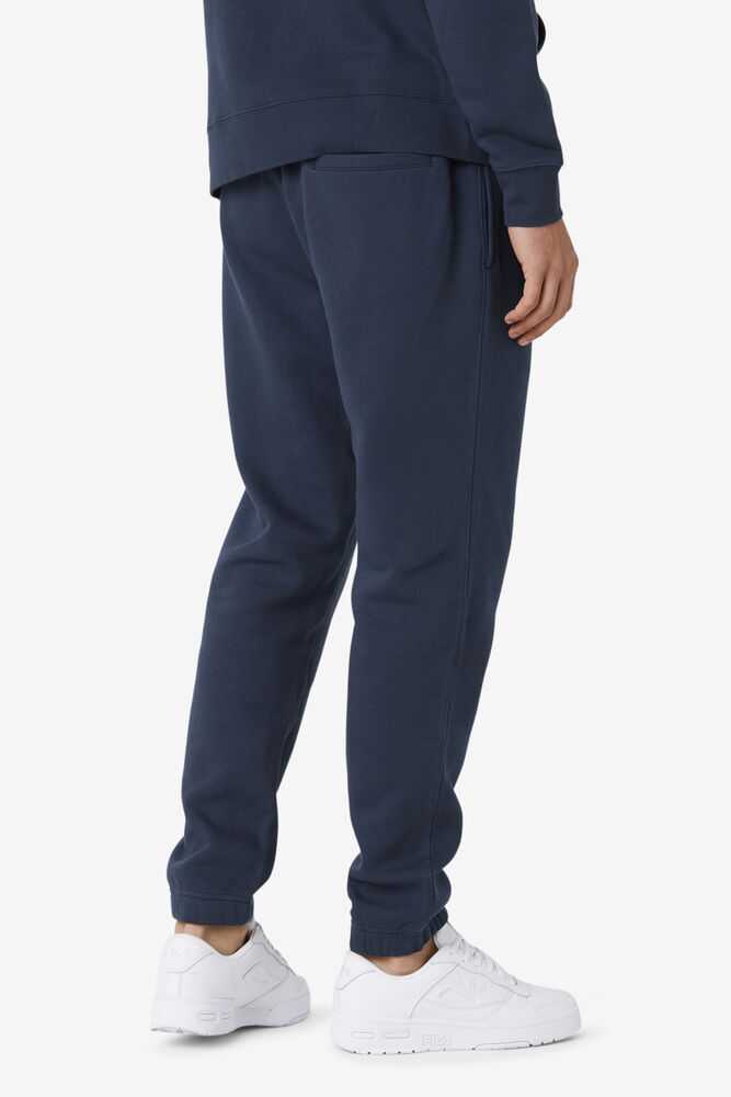 Navy White Men's FILA Garin Fleece Sweatpants | USA-974386