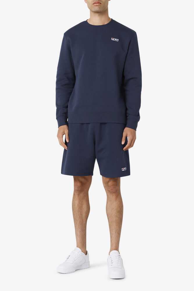 Navy White Men's FILA Garran Sweatshirt | USA-175986