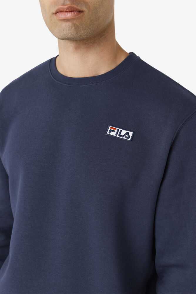 Navy White Men's FILA Garran Sweatshirt | USA-175986