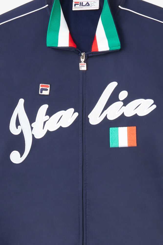 Navy White Men's FILA Italia Track Jackets | USA-16158