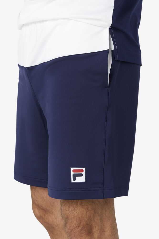 Navy White Men's FILA Legends Tennis Shorts | USA-15998