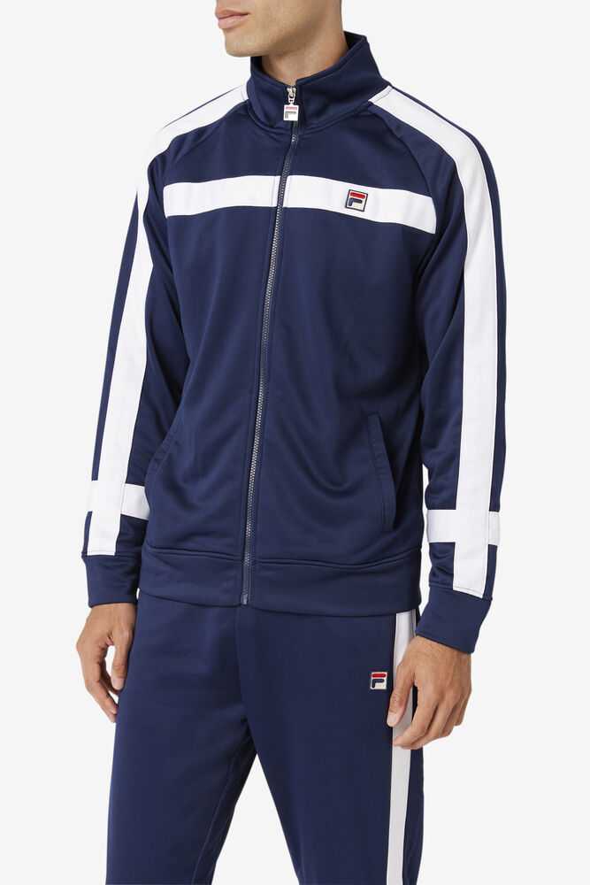 Navy White Men's FILA Renzo Track Jackets | USA-276083