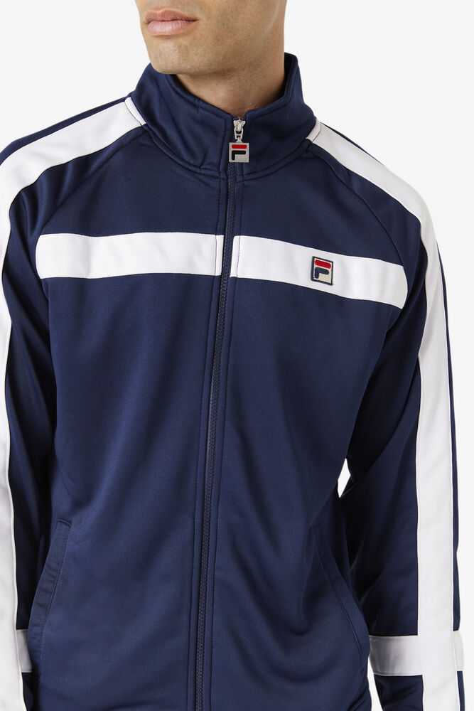 Navy White Men's FILA Renzo Track Jackets | USA-276083