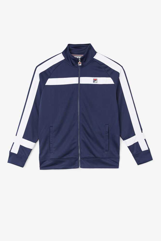 Navy White Men\'s FILA Renzo Track Jackets | USA-276083