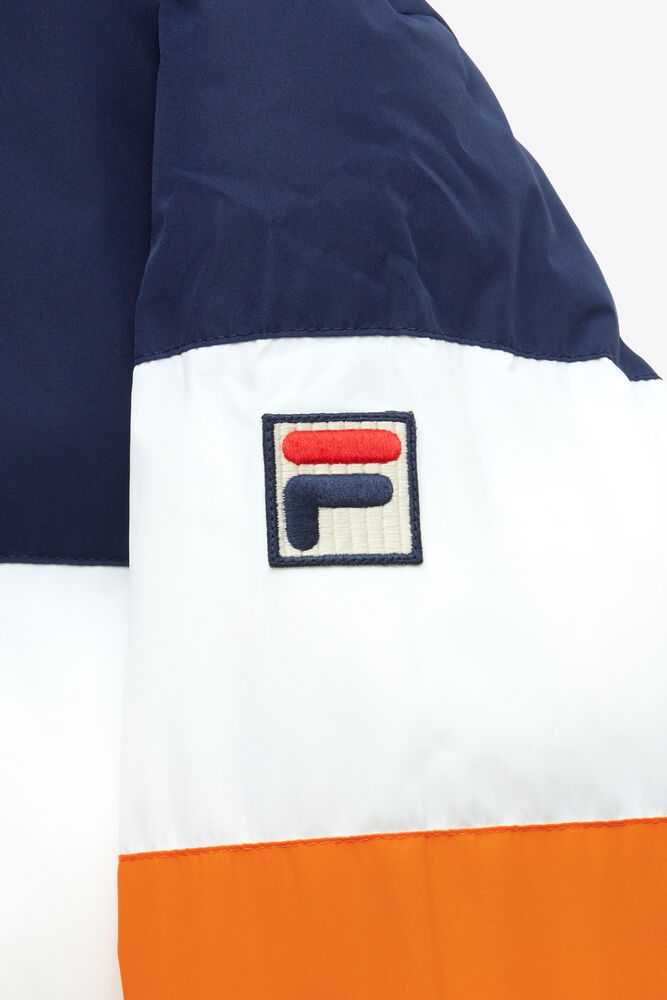 Navy White Orange Red Men's FILA Giovanni Fleece Jackets | USA-453897