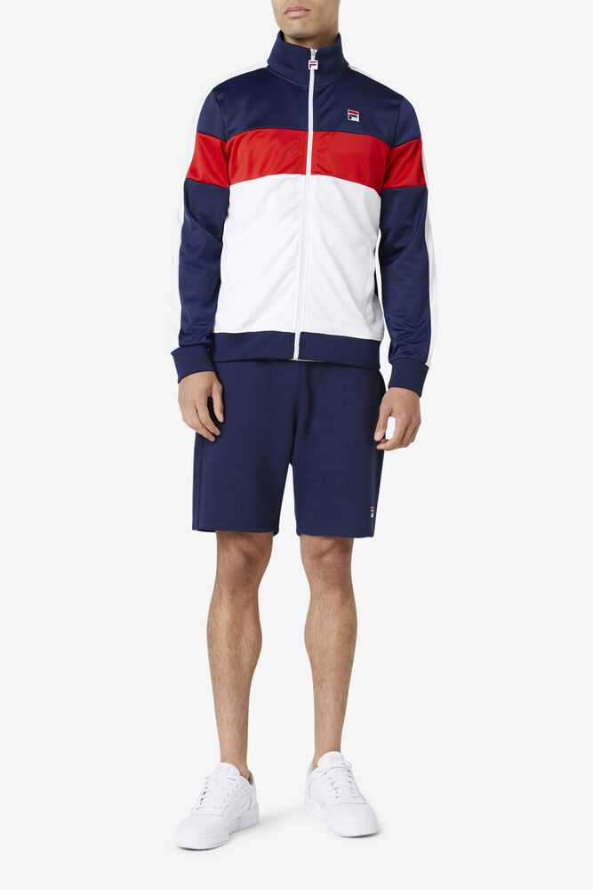 Navy White Red Men's FILA Assembly Track Jackets | USA-796402