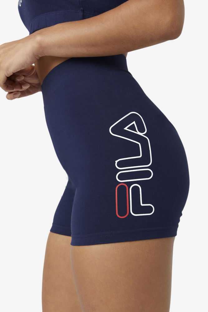 Navy White Red Women's FILA Beatriz Biker Shorts | USA-15588