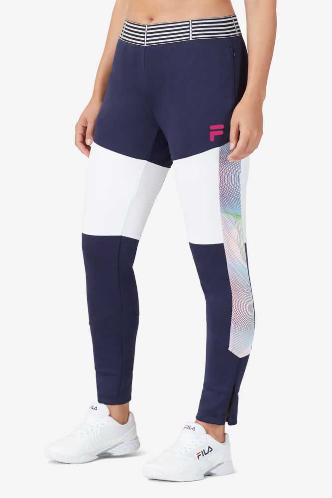 Navy White Women's FILA Bevans Tennis Pants | USA-15172