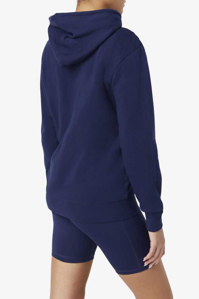 Navy White Women's FILA Lucy Hoodie | USA-15641