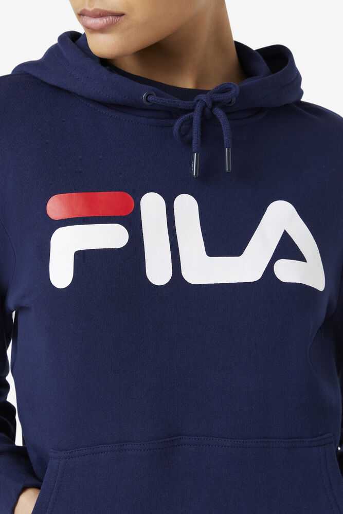 Navy White Women's FILA Lucy Hoodie | USA-15641