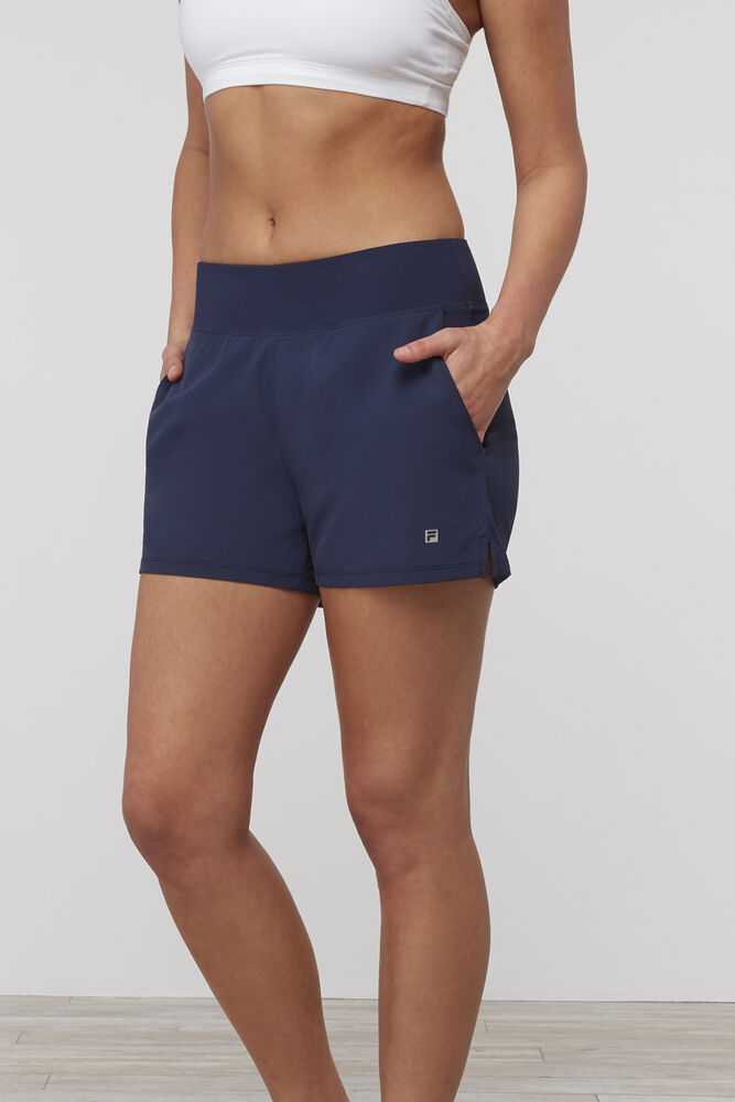 Navy Women's FILA Double Layer Tennis Shorts | USA-15164