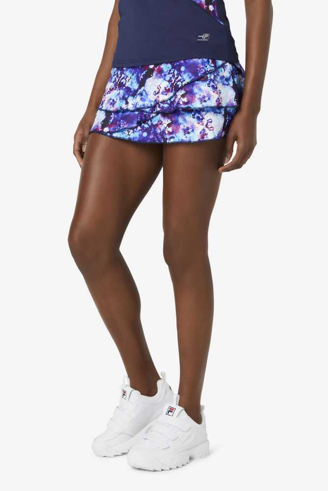 Navy Women's FILA Pickleball Tiered Skort T-shirts | USA-15297