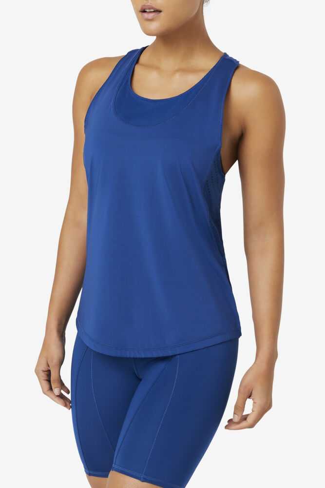 Navy Women's FILA Uplift Textured Workout Tank | USA-15383