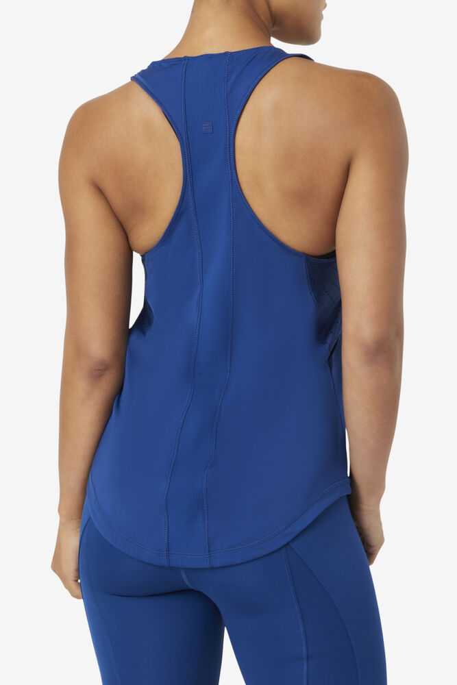 Navy Women's FILA Uplift Textured Workout Tank | USA-15383