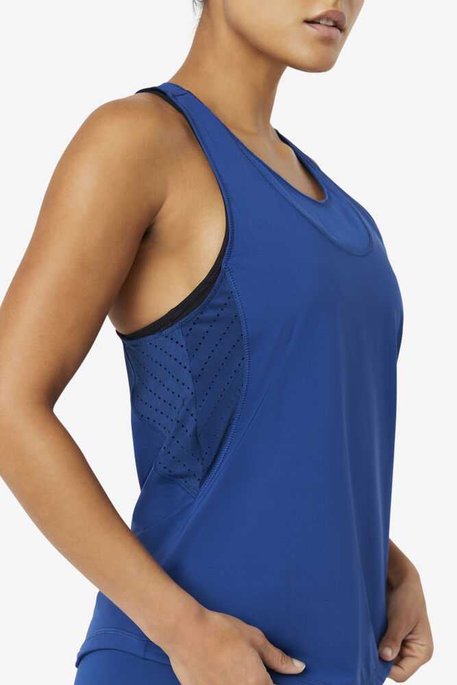 Navy Women's FILA Uplift Textured Workout Tank | USA-15383