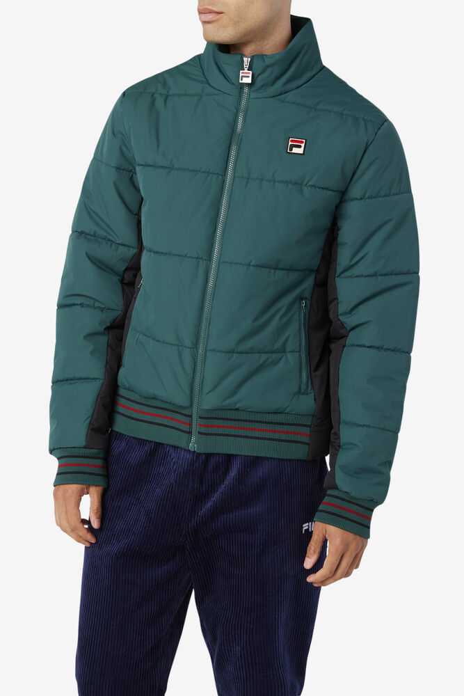 Olive Black Men's FILA Watson Puffer Jackets | USA-735604