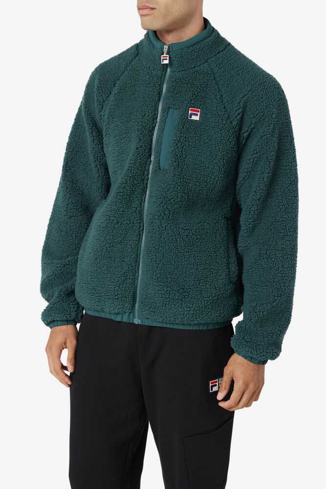 Olive Men's FILA Yuri Fleece Jackets | USA-603542