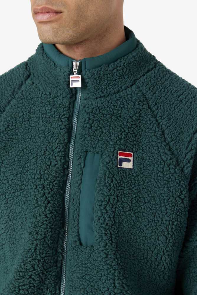 Olive Men's FILA Yuri Fleece Jackets | USA-603542