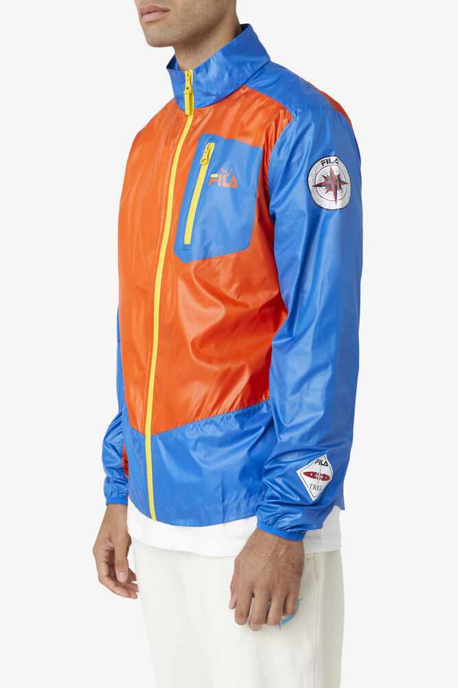 Orange Blue Lemon Men's FILA Pinnacle Windbreakers | USA-652803