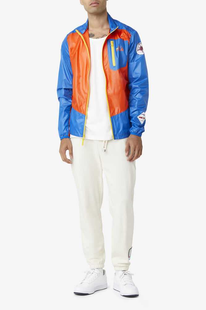 Orange Blue Lemon Men's FILA Pinnacle Windbreakers | USA-652803