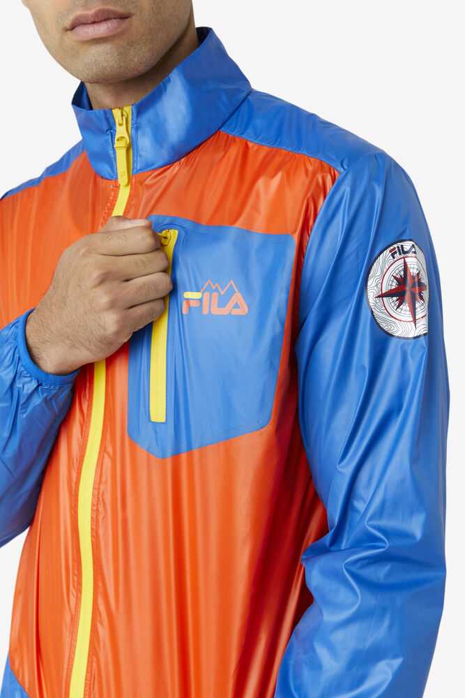 Orange Blue Lemon Men's FILA Pinnacle Windbreakers | USA-652803