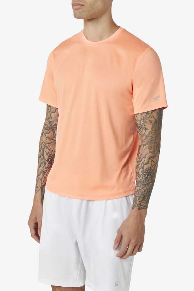 Orange Men's FILA Pickleball Scallop Hem T-shirts | USA-16086