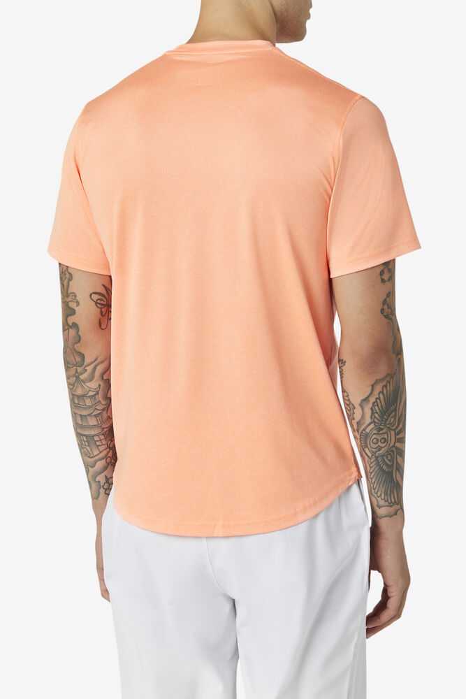 Orange Men's FILA Pickleball Scallop Hem T-shirts | USA-16086