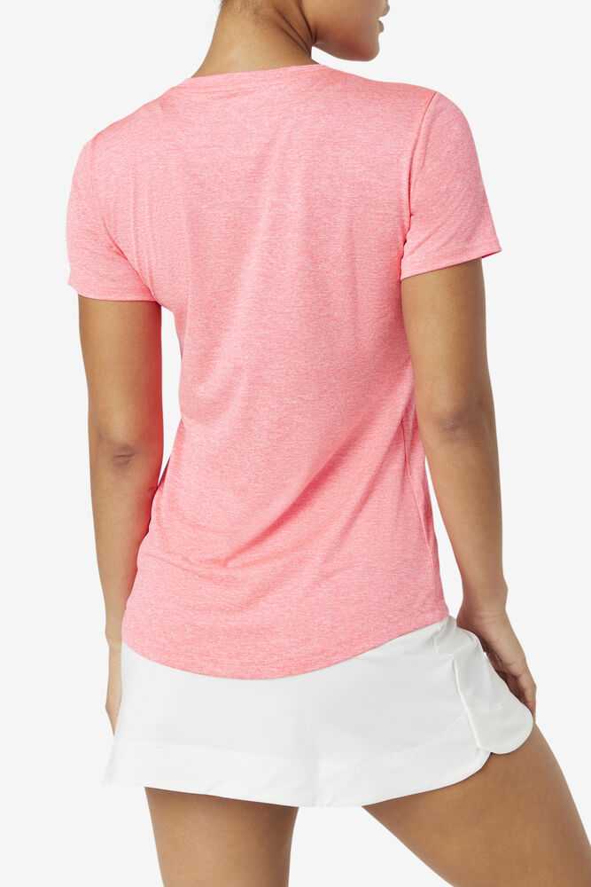 Pink Women's FILA Pickleball Silky V-neck T-shirts | USA-15314